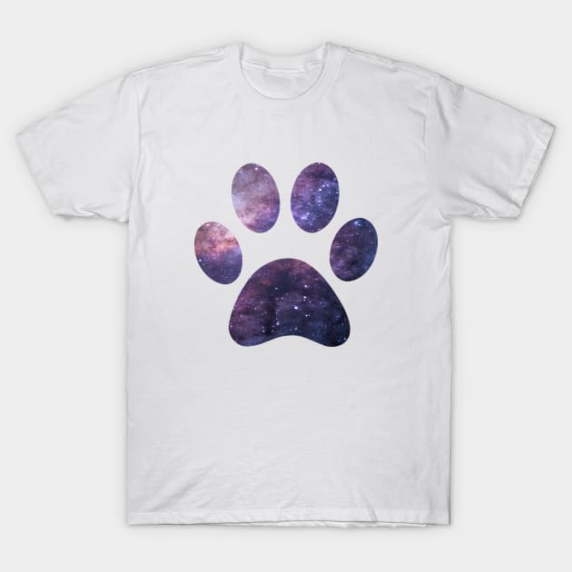 Purple Paw Galaxy T-Shirt by kuallidesigns